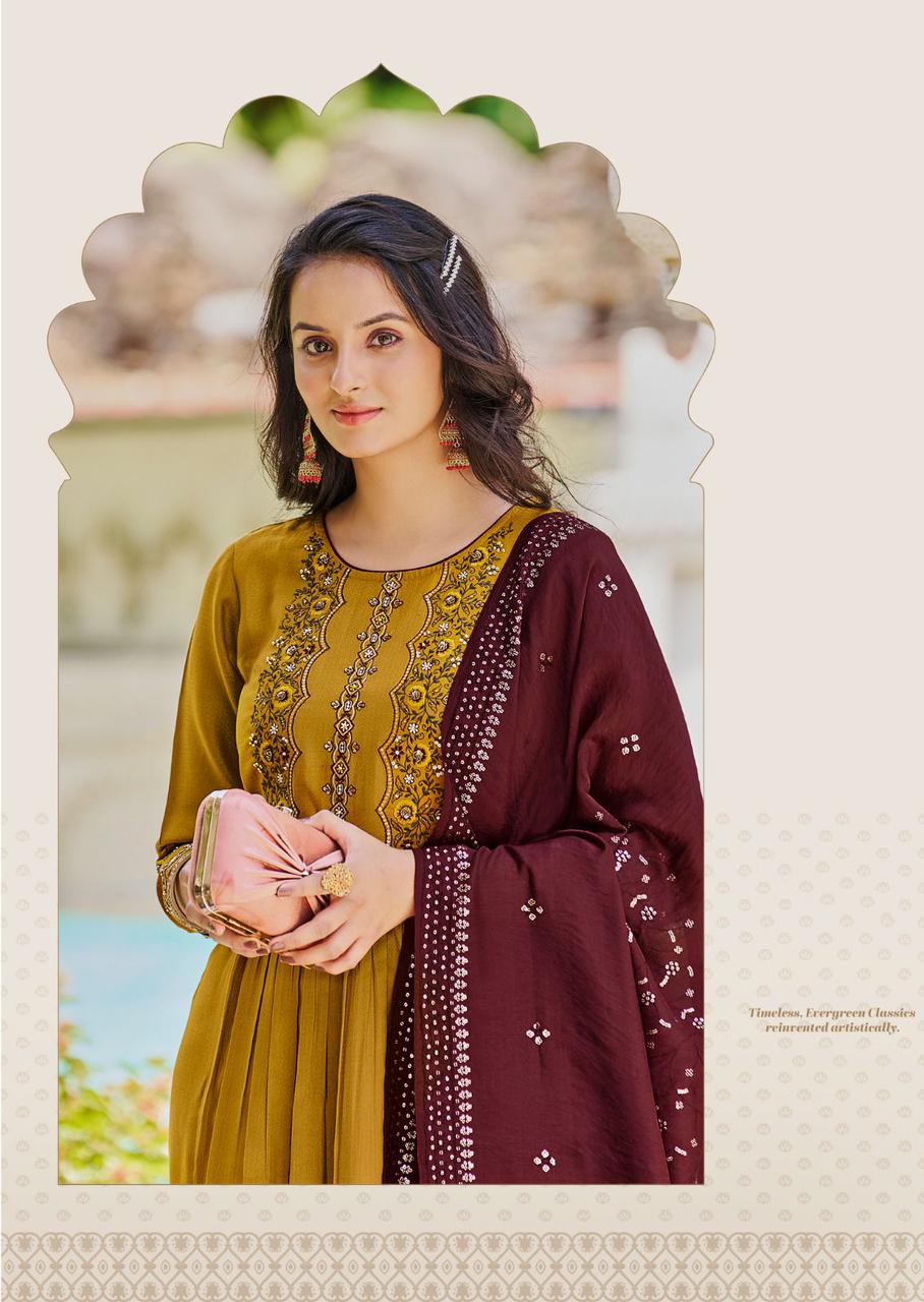Ladies Flavour Copper Stone 14 Kurti With Bottom Dupatta Catalog
